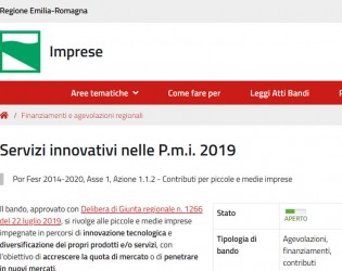Bando Servizi innovativi nelle P.m.i. 2019